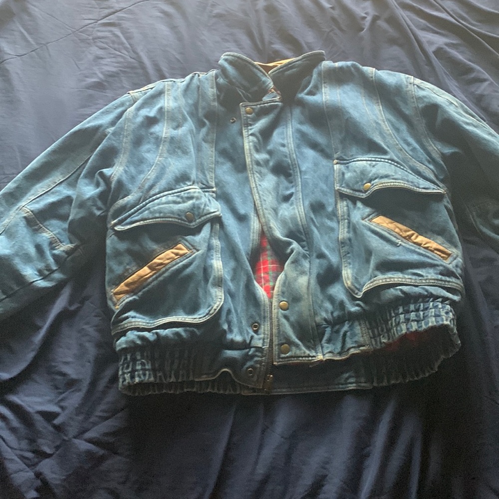 Context flannel lined jean jacket size L.